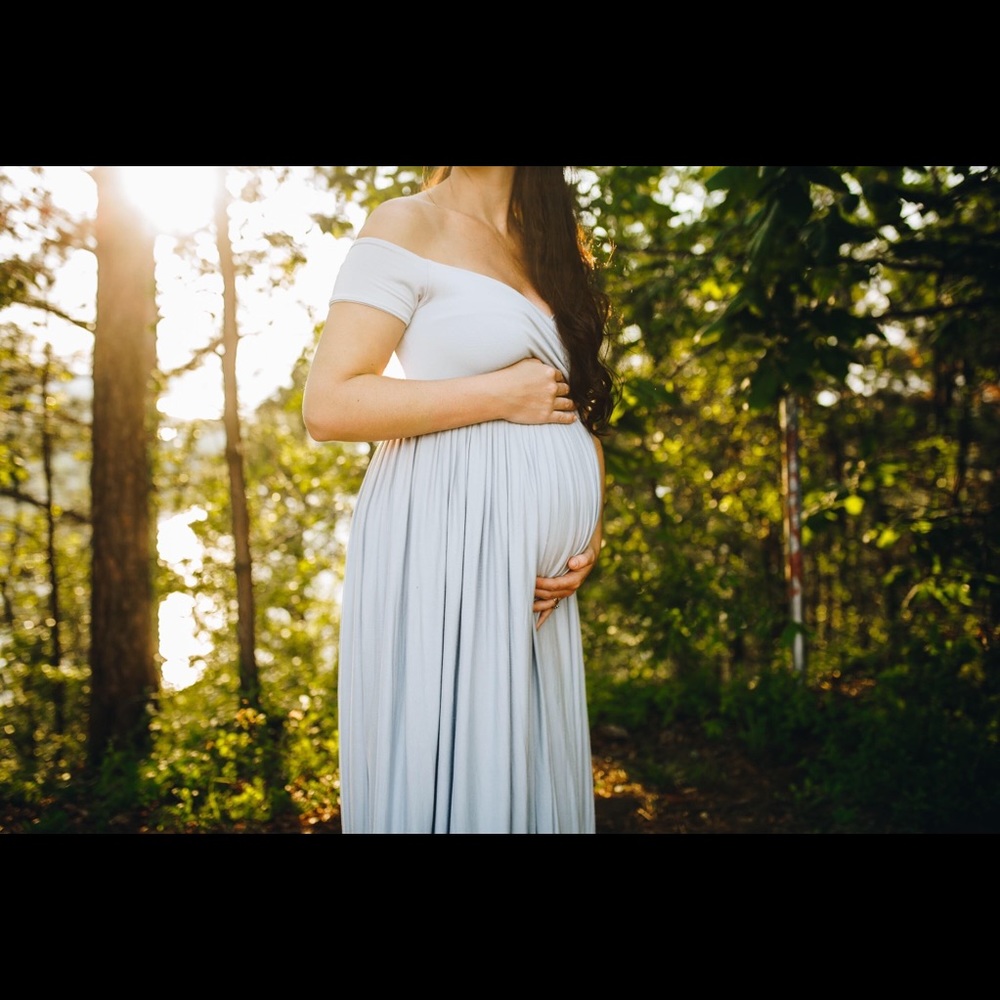 Pale Blue Maternity Gown. Worn 1 time for pics.